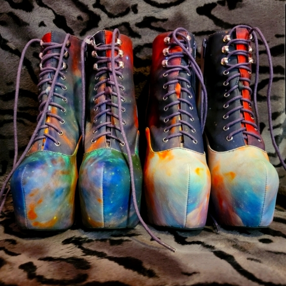NWOB Jeffrey Campbell X Blackmilk Damsel Platform Wedge Galaxy Print SIZE 6 - Picture 1 of 3